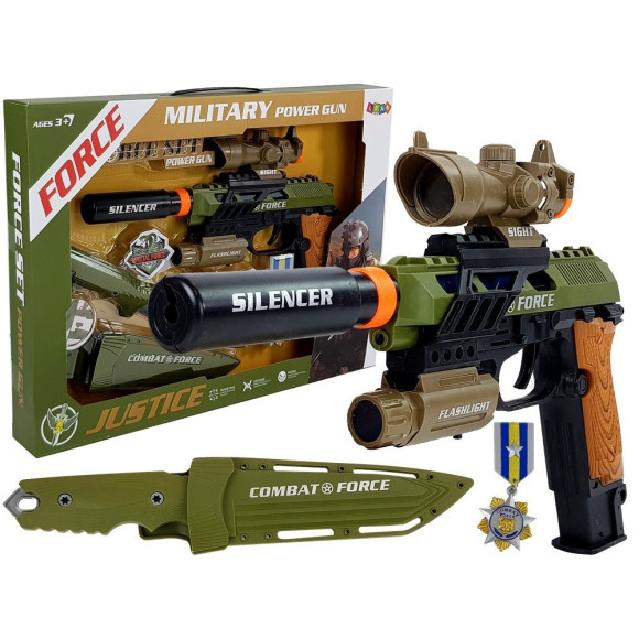Zestaw Wojskowy Pistolet Karabin Nóż Medal Celownik Dźwięk Zestaw Wojskowy Pistolet Karabin Nóż Medal Celownik Dźwięk
