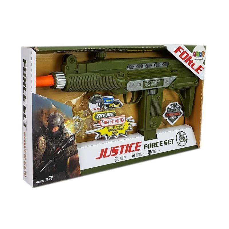 Zestaw Wojskowy Pistolet  Dźwięk Światła Odznaka 37 cm