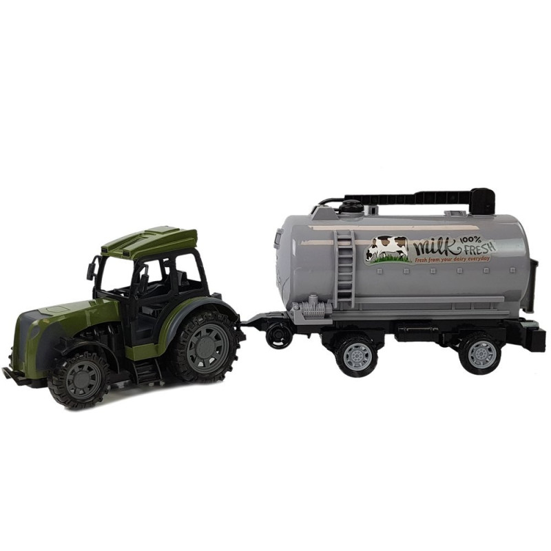 Zielony Traktor z Przyczepą Cysterna Na Mleko Zdalnie Sterowany 2.4G