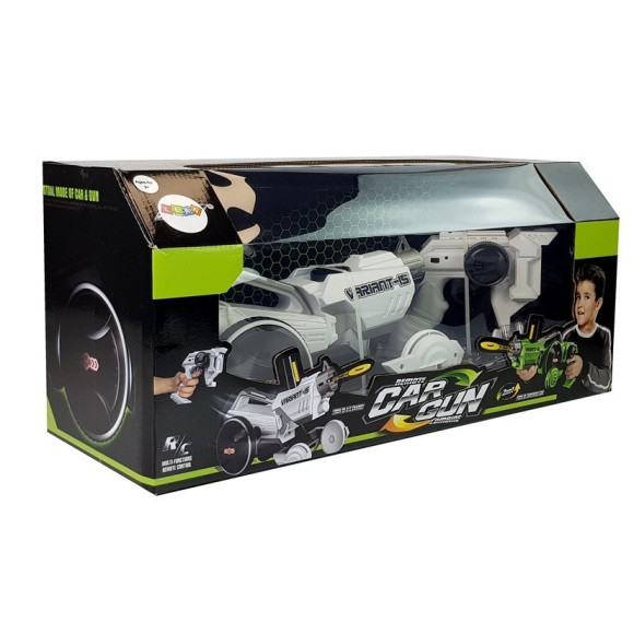 Pistolet Wyrzutnia Autko 2 w 1 Zdalnie Sterowany Piankowe Krążki Biały 2,4 G Pistolet Wyrzutnia Autko 2 w 1 Zdalnie Sterowany Piankowe Krążki Biały 2,4 G