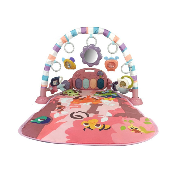 Mata Dla Niemowlaka Z Pianinkiem Grzechotki Gryzak Lusterko Dźwięk Różowa