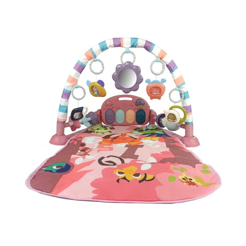 Mata Dla Niemowlaka Z Pianinkiem Grzechotki Gryzak Lusterko Dźwięk Różowa