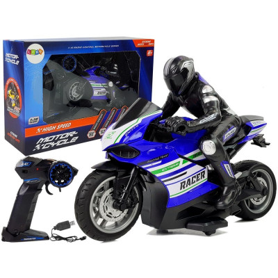 Motor Sportowy Ścigacz Zdalnie Sterowany 2.4G  Zasięg 35 m Niebieski