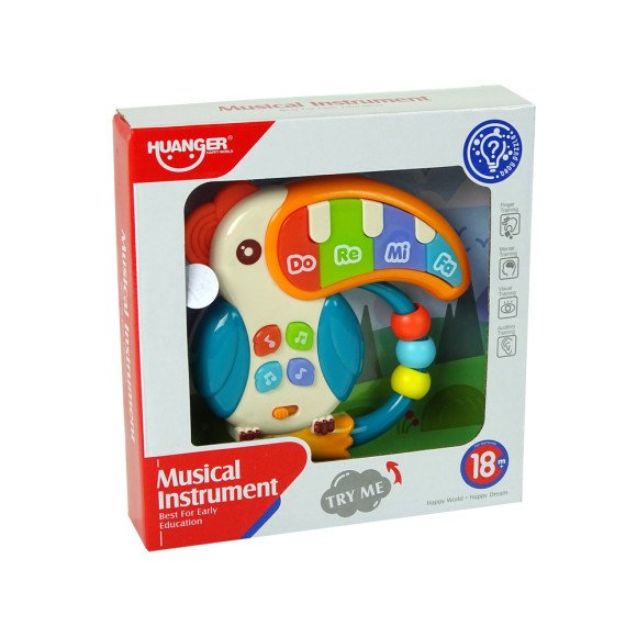 Muzyczne Pianinko Kolorowa Papuga Dźwięki Światła Koraliki