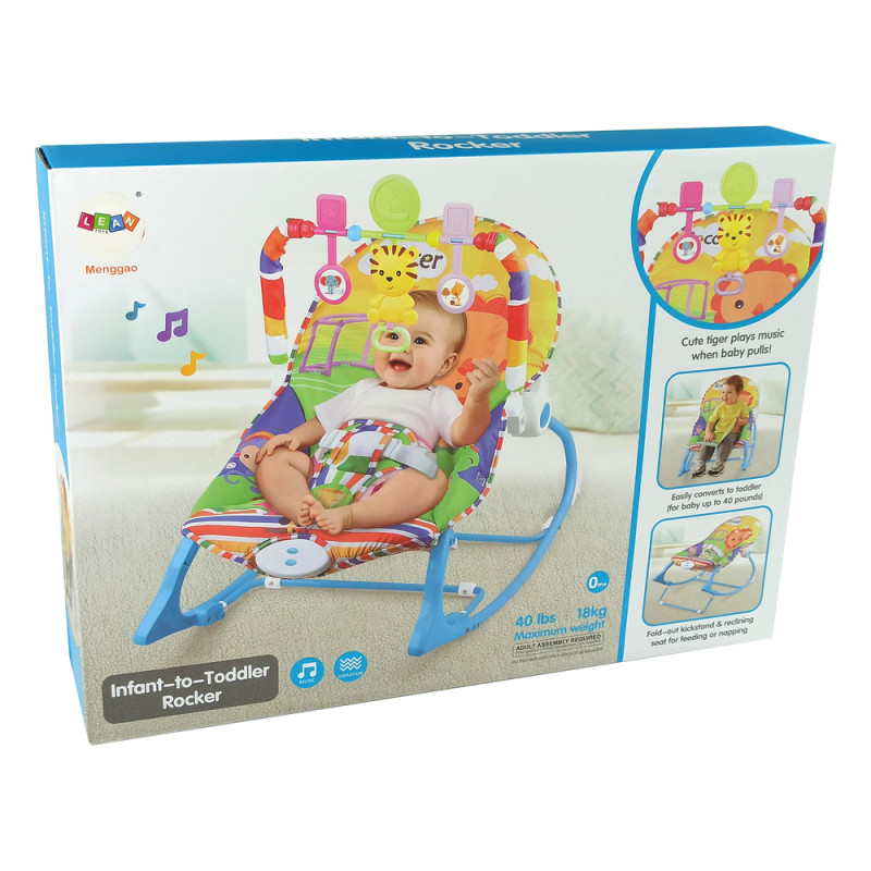 Kołyska Bujaczek Fotelik Krzesełko 2w1 Niebieski Tygrysa Dźwięki Wibracja