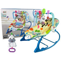 Kołyska Bujaczek Fotelik Krzesełko 2w1 Niebieski Zebra Dźwięki Wibracja