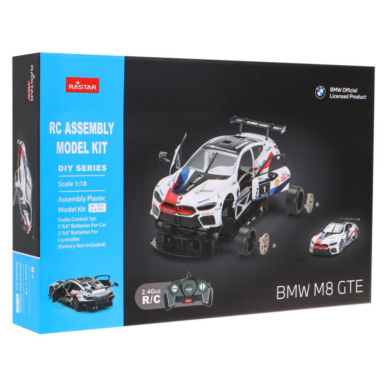 BMW M8 GTE biały RASTAR model 1:18 Zdalnie sterowane auto + Body kit + Pilot 2,4 GHz