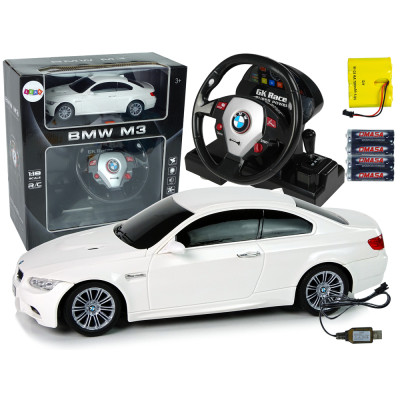 Auto Zdalnie Sterowane BMW M3 Białe 2,4 G Pilot Kierownica 1:18 Dźwięk Światła