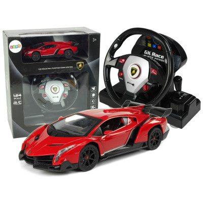 Auto Zdalnie Sterowane Lamborghini Veneno Czerwony 2,4 G Pilot Kierownica Dźwięk Światła 1:24