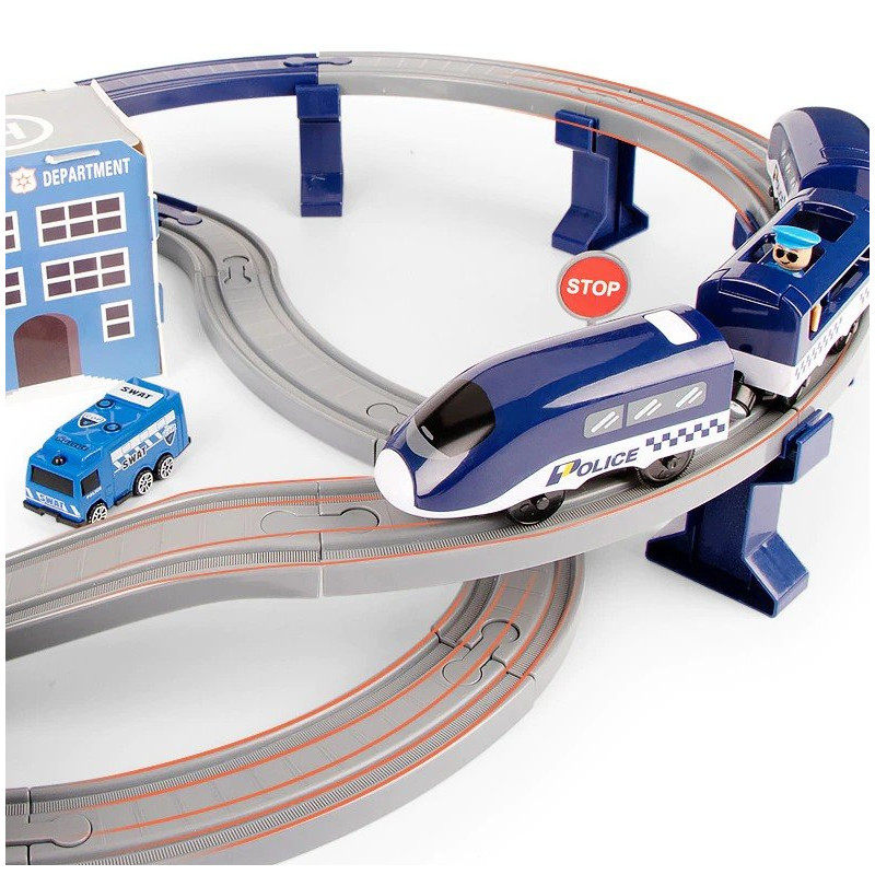 Zestaw Miasteczko Policja Pociąg Niebieski 203 km/h