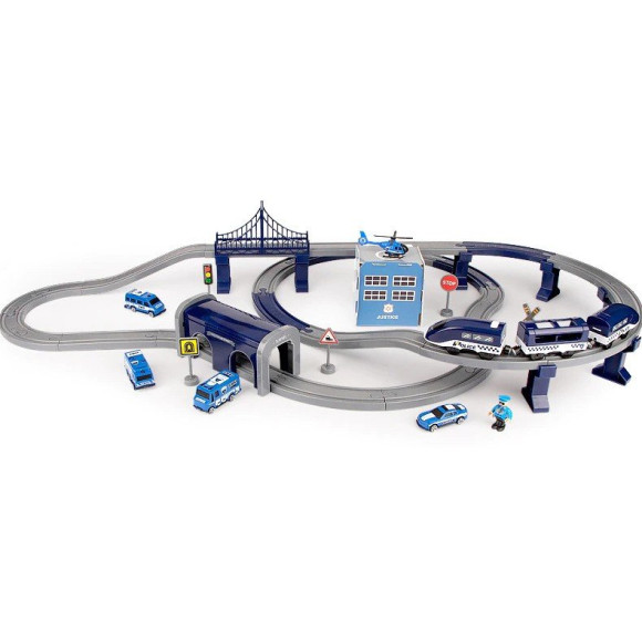 Zestaw Miasteczko Policja Pociąg Niebieski 203 km/h