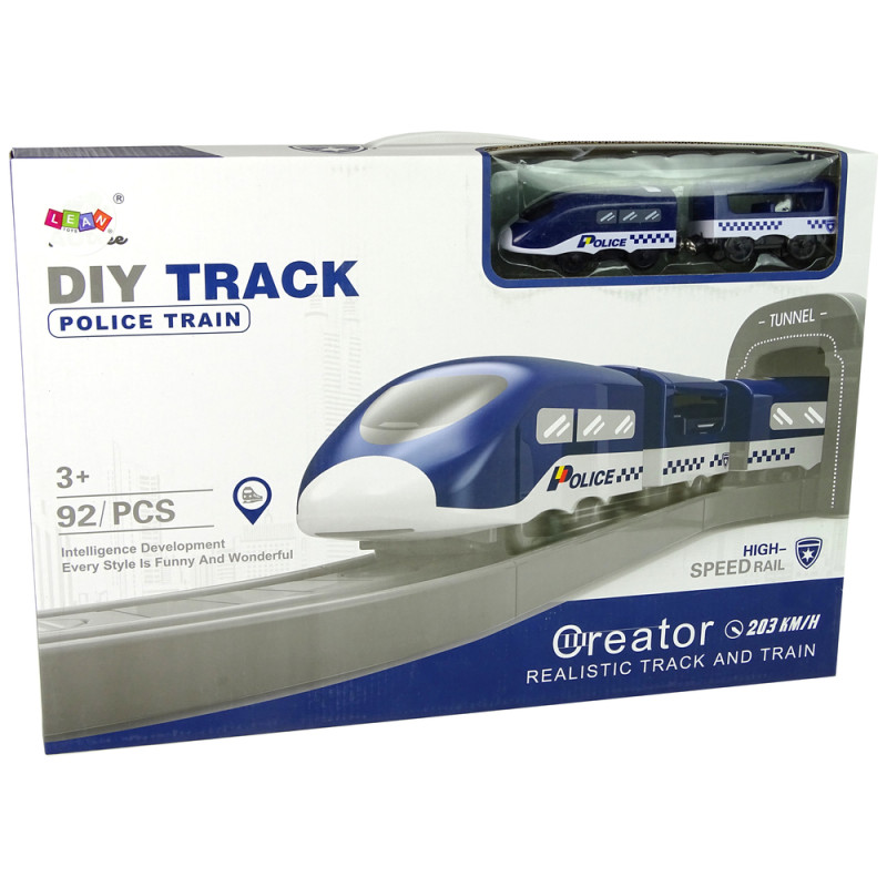 Zestaw Miasteczko Policja Pociąg Niebieski 203 km/h