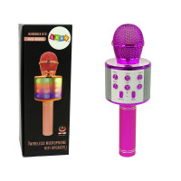 Mikrofon Bezprzewodowy USB Głośnik Nagrywanie Karaoke Model WS-858 Różowy
