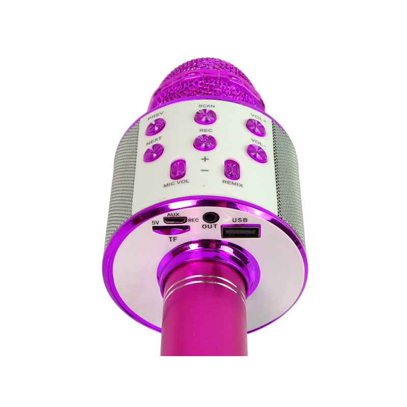 Mikrofon Bezprzewodowy USB Głośnik Nagrywanie Karaoke Model WS-858 Różowy