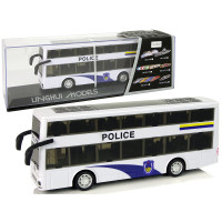 Autobus Policyjny Dwupiętrowy Biały z Naciągiem Dźwięk