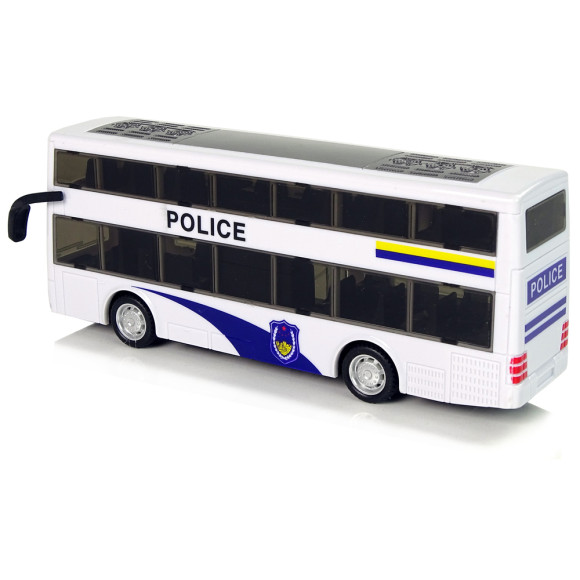 Autobus Policyjny Dwupiętrowy Biały z Naciągiem Dźwięk Autobus Policyjny Dwupiętrowy Biały z Naciągiem Dźwięk