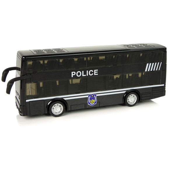Autobus Policyjny Dwupiętrowy Czarny z Napędem Frykcyjnym Autobus Policyjny Dwupiętrowy Czarny z Napędem Frykcyjnym