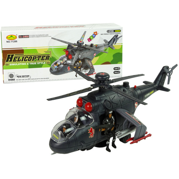 Helikopter Ogromne Skrzydła Światła Czarny Dźwięk Obraca Się