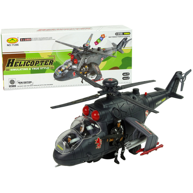 Helikopter Ogromne Skrzydła Światła Czarny Dźwięk Obraca Się