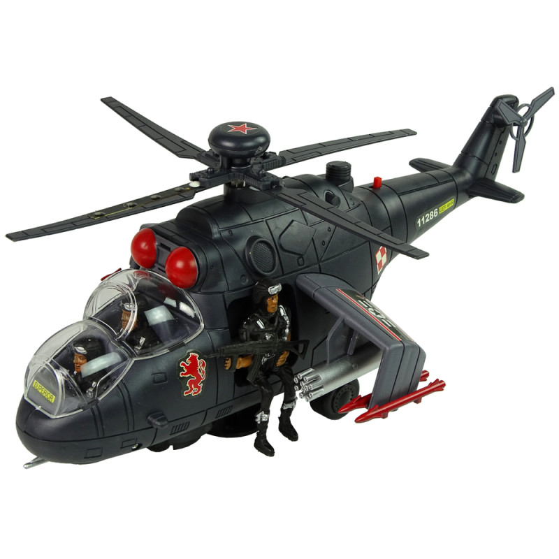 Helikopter Ogromne Skrzydła Światła Czarny Dźwięk Obraca Się