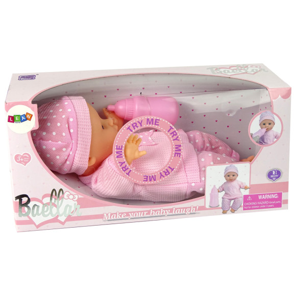 Lalka Niemowlak Słodki Bobas Różowa Buteleczka Dźwięki