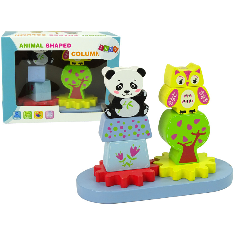 Drewniane Zwierzątka Sorter Sowa Panda Koła Zębate