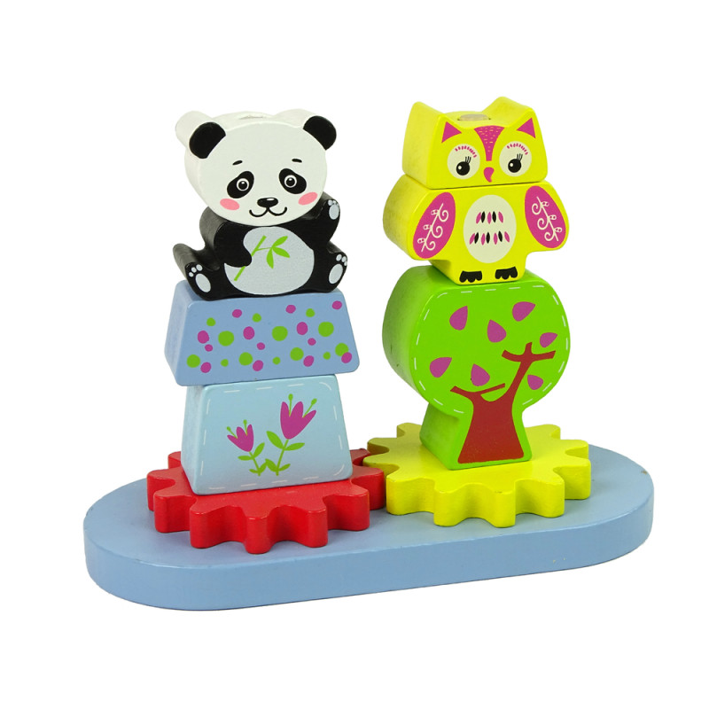 Drewniane Zwierzątka Sorter Sowa Panda Koła Zębate