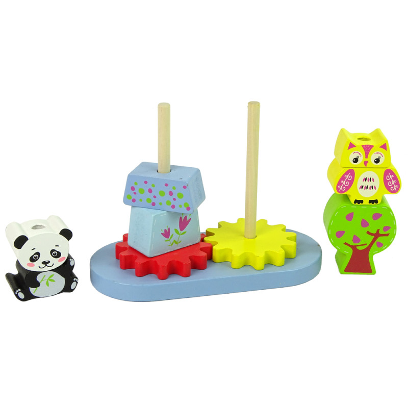 Drewniane Zwierzątka Sorter Sowa Panda Koła Zębate