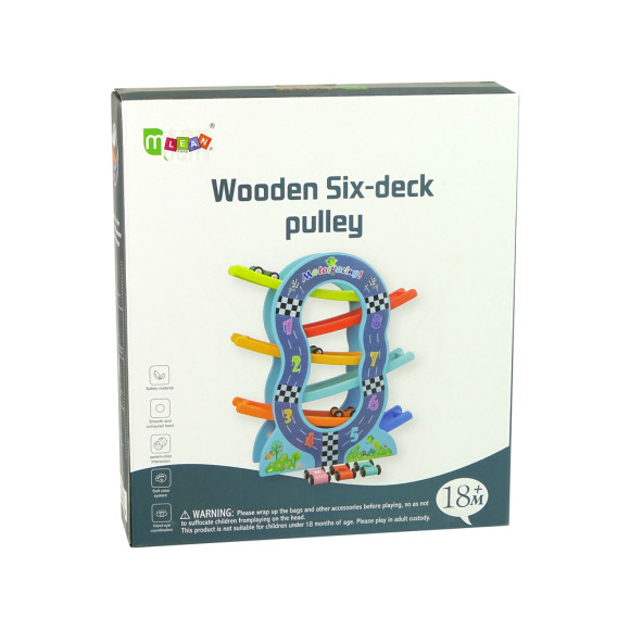 Drewniana Zjeżdżalnia 6 Poziomów Autka Liczby