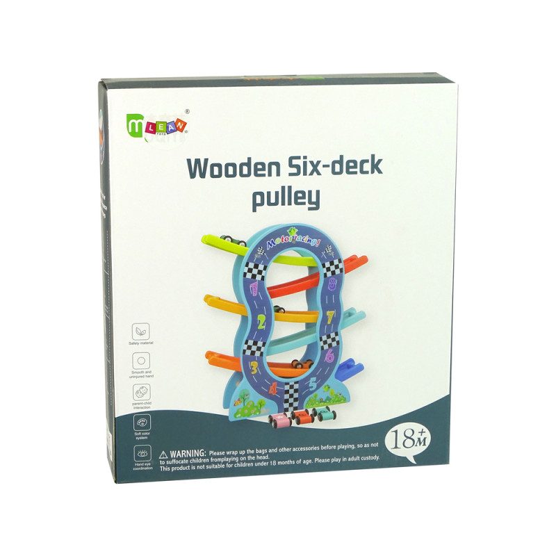 Drewniana Zjeżdżalnia 6 Poziomów Autka Liczby