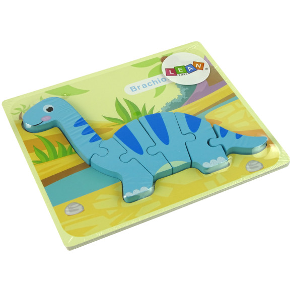 Drewniane Puzzle Dinozaur Brachiosaur Niebieski