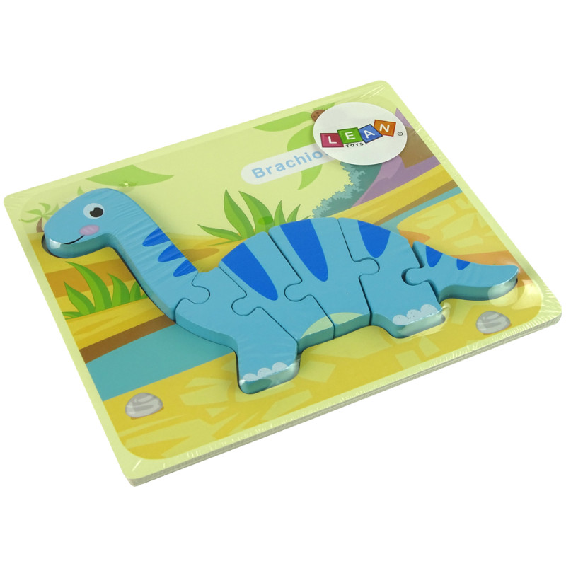 Drewniane Puzzle Dinozaur Brachiosaur Niebieski