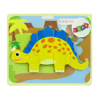 Drewniane Puzzle Dinozaur Stegosaurus Żółty Oviraptor Żółty