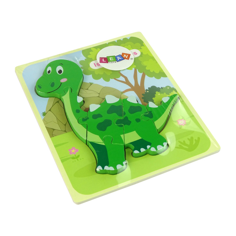 Drewniane Puzzle Dinozaur Isanosaurus Tyranosaurus Zielony