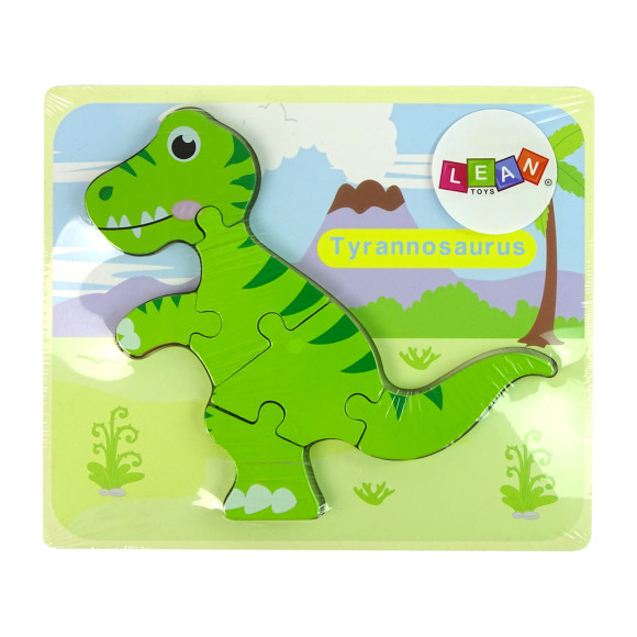 Drewniane Puzzle Dinozaur Isanosaurus Tyranosaurus Zielony
