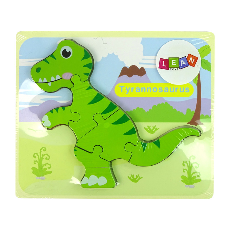 Drewniane Puzzle Dinozaur Isanosaurus Tyranosaurus Zielony