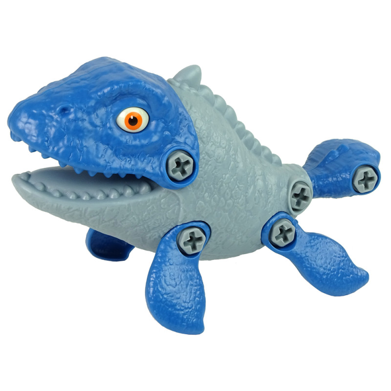 Zestaw Dinozaur Mosasaur z Jajkiem DIY Śrubokręt Niebieski