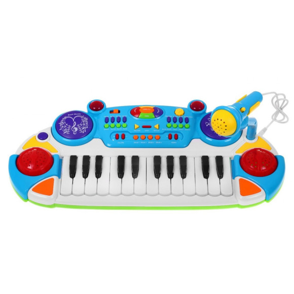 Niebieski zestaw muzyczny Keyboard + Werble + Mikrofon dla dzieci 3+ Światła + Dźwięki 2 oktawy Niebieski zestaw muzyczny Keyboard + Werble + Mikrofon dla dzieci 3+ Światła + Dźwięki 2 oktawy
