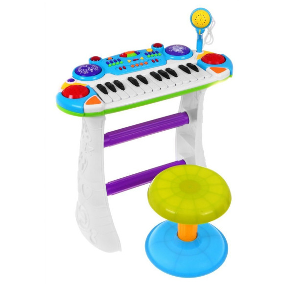 Niebieski zestaw muzyczny Keyboard + Werble + Mikrofon dla dzieci 3+ Światła + Dźwięki 2 oktawy Niebieski zestaw muzyczny Keyboard + Werble + Mikrofon dla dzieci 3+ Światła + Dźwięki 2 oktawy