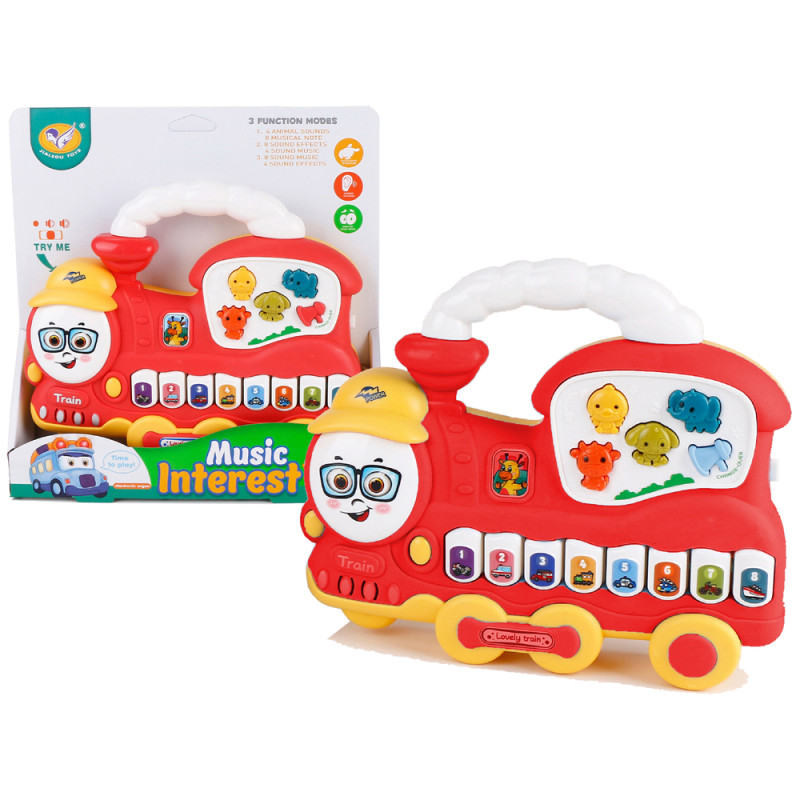 Interaktywne Pianinko Lokomotywa Dźwięk Zwierzątka Odgłosy Pojazdów Melodie Czerwony