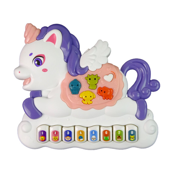 Interaktywne Pianinko Jednorożec Dźwięk Zwierzątka Odgłosy Pojazdów Melodie Biały