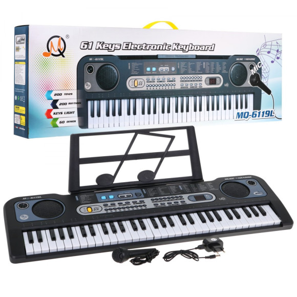 Keyboard z podświetlanymi klawiszami dla dzieci 5+ Mikrofon Stojak na nuty - model nr 6119 Keyboard z podświetlanymi klawiszami dla dzieci 5+ Mikrofon Stojak na nuty - model nr 6119