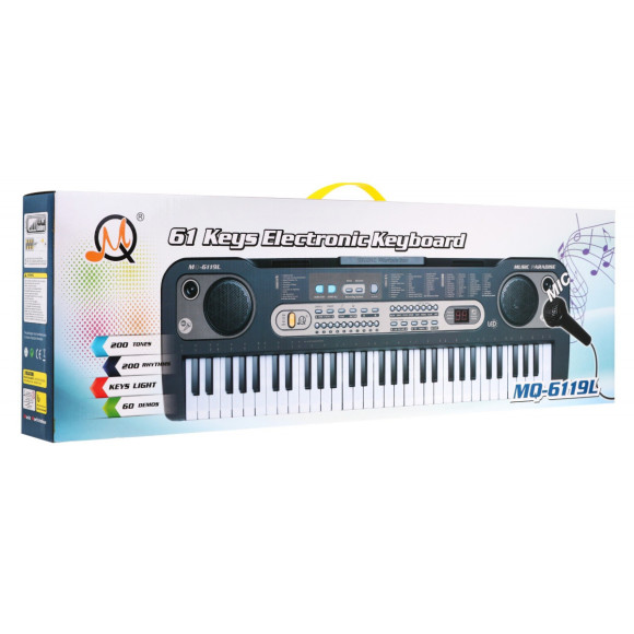 Keyboard z podświetlanymi klawiszami dla dzieci 5+ Mikrofon Stojak na nuty - model nr 6119 Keyboard z podświetlanymi klawiszami dla dzieci 5+ Mikrofon Stojak na nuty - model nr 6119
