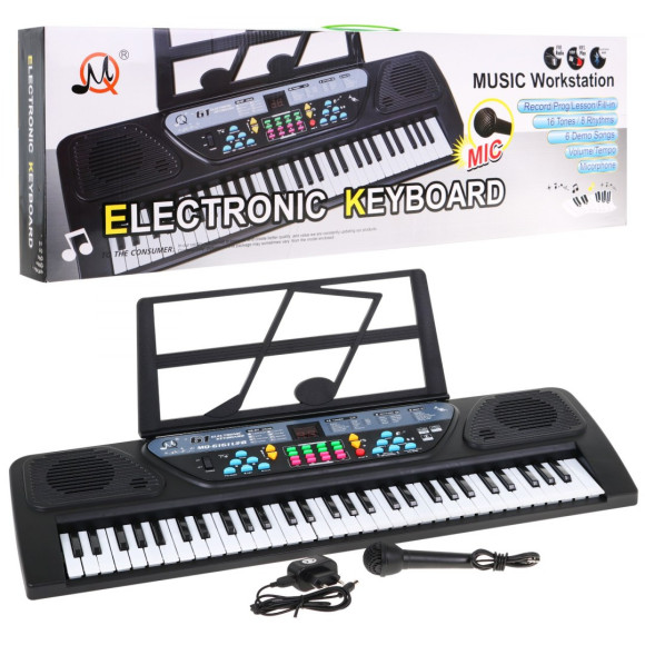 Keyboard z trybem nauki dla dzieci 5+ Stojak na nuty Mikrofon + Nagrywanie - model nr 6161 Keyboard z trybem nauki dla dzieci 5+ Stojak na nuty Mikrofon + Nagrywanie - model nr 6161