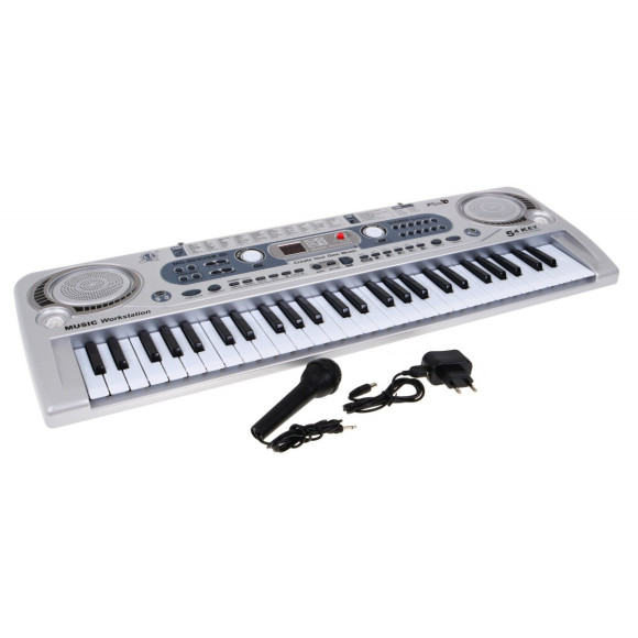 Srebrny Keyboard dla dzieci 5+ Mikrofon + Nagrywanie USB - model nr 824 Srebrny Keyboard dla dzieci 5+ Mikrofon + Nagrywanie USB - model nr 824