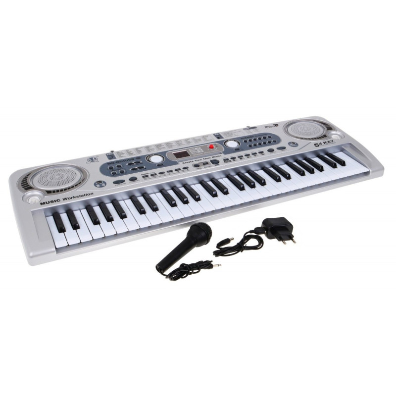 Srebrny Keyboard dla dzieci 5+ Mikrofon + Nagrywanie USB - model nr 824