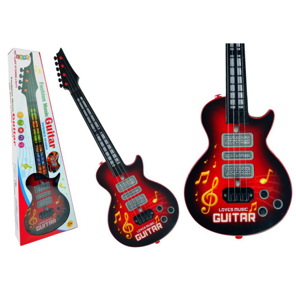Gitara Elektryczna Gwiazda Struny Kolorowe Diody Czerwona Gitara Elektryczna Gwiazda Struny Kolorowe Diody Czerwona