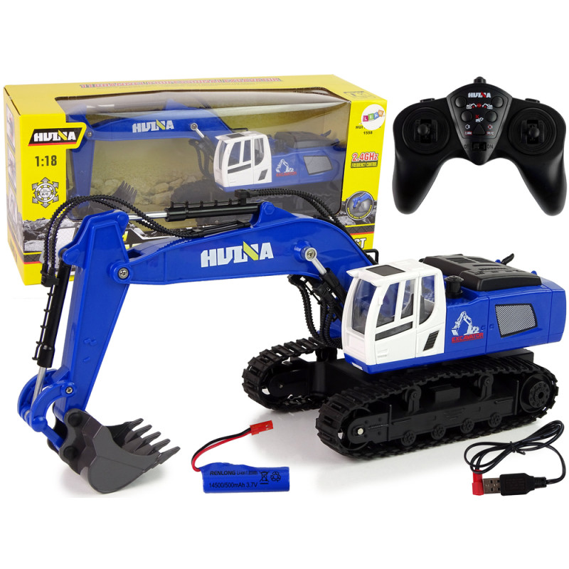 Koparka Gąsienicowa Pilot R/C Zdalnie Sterowana Metalowe Elementy Niebieska