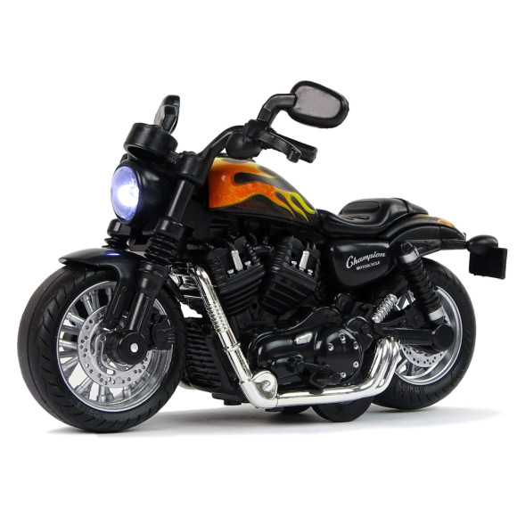 Motocykl Champion Czarny 1:14 Napęd Pull-Back Dźwięk Światła