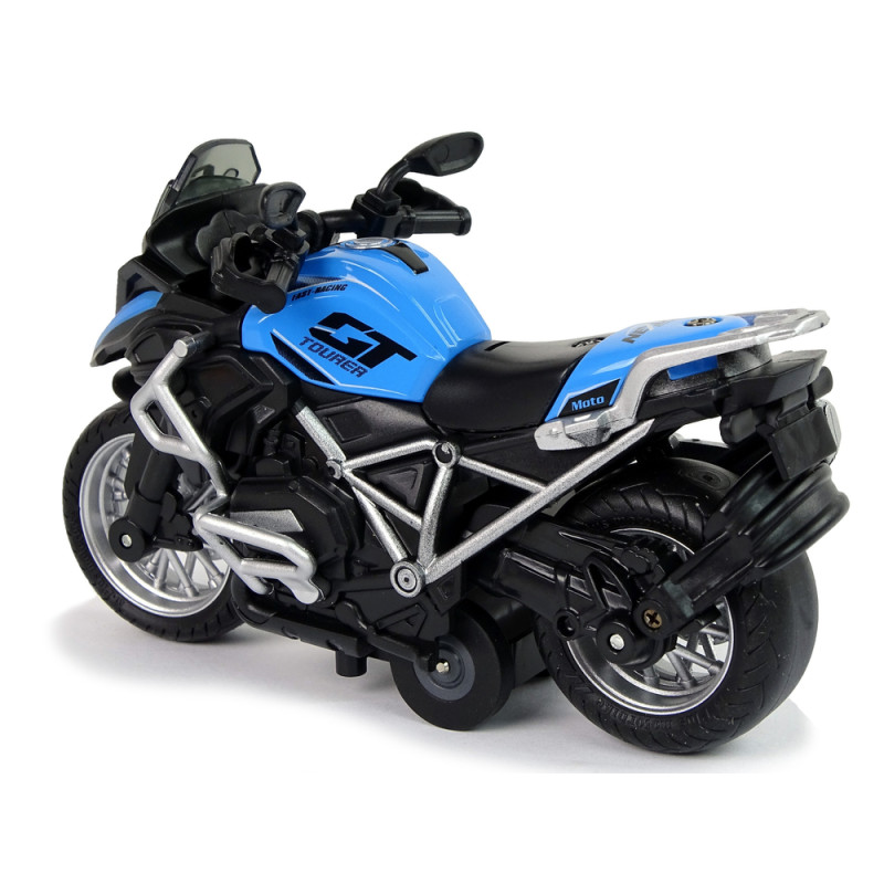 Motocykl GT Niebieski 1:14 Napęd Pull-Back Dźwięk Światła